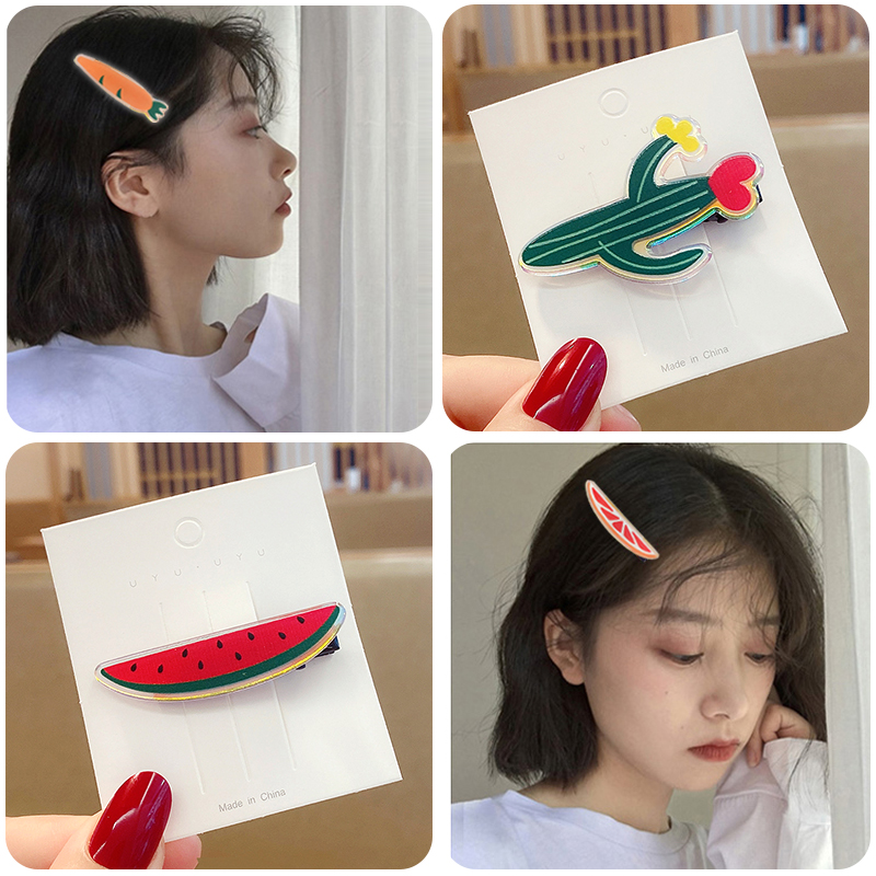 

Summer Children Cute Fresh Fruit Carrot Cactus Ornament Hair Clips Girls Lovely Acrylic Barrettes Hairpins Kids Hair Accessories, Orange