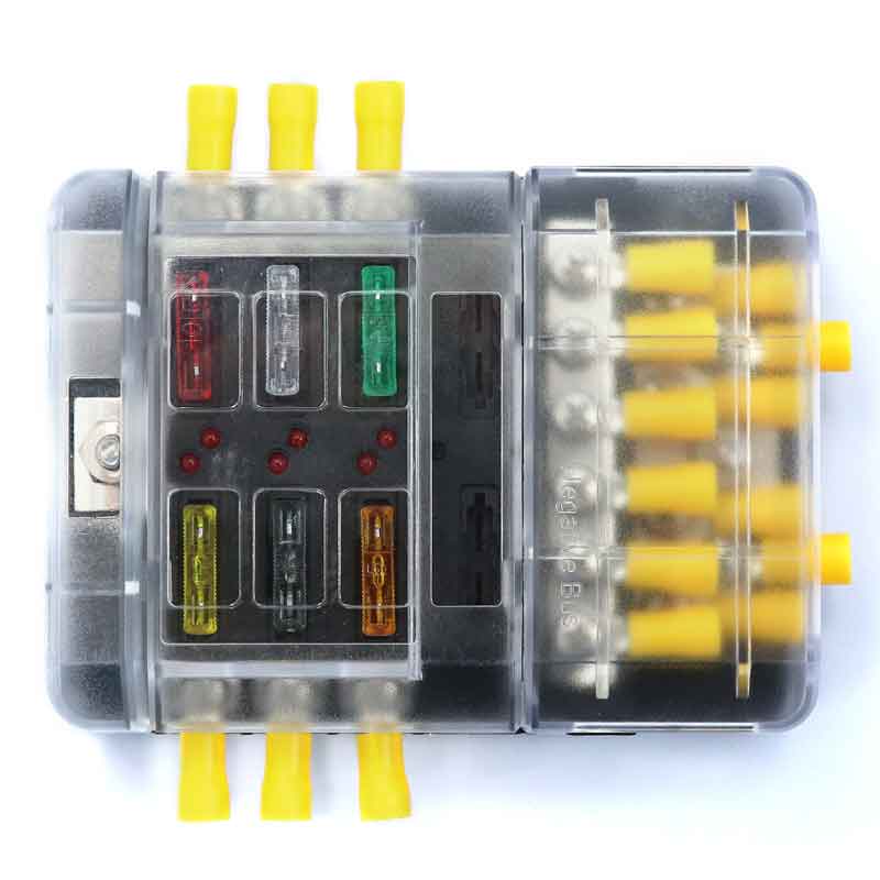 CAR 6P fuse box +12P negative bus line Bus Bar (screw) vehicle ship with fuse + terminal car F3664-Z with 5A*1 10A*2 15A*2 20A 25A 30A#1-image-467268342