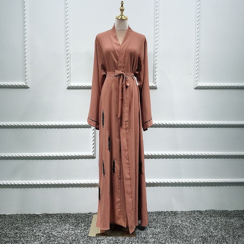 

Siskakia Fashion Dubai Handmade Beaded Islamic Kimono Abaya Ramadan Eid Cardigan Robe Hijab Dresses Turkey Islamic Clothing New