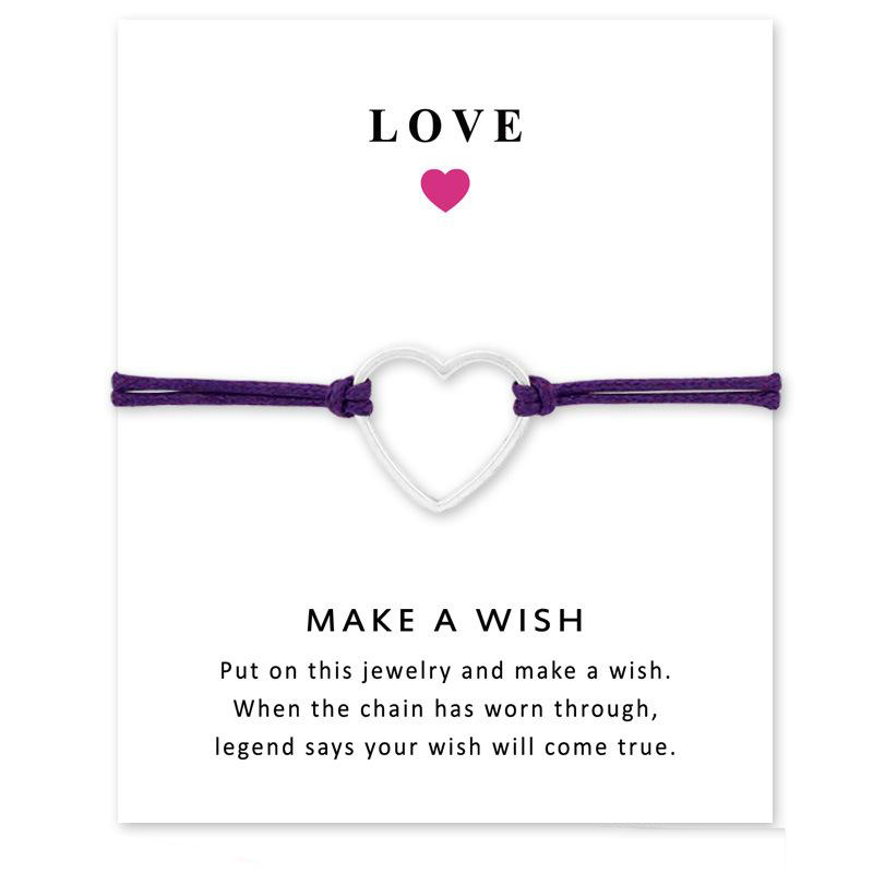 

Handmade Rope Heart Charm Bracelets for Women Men Friendship Love Statement Best Wish Jewelry Gift With Card, Golden;silver