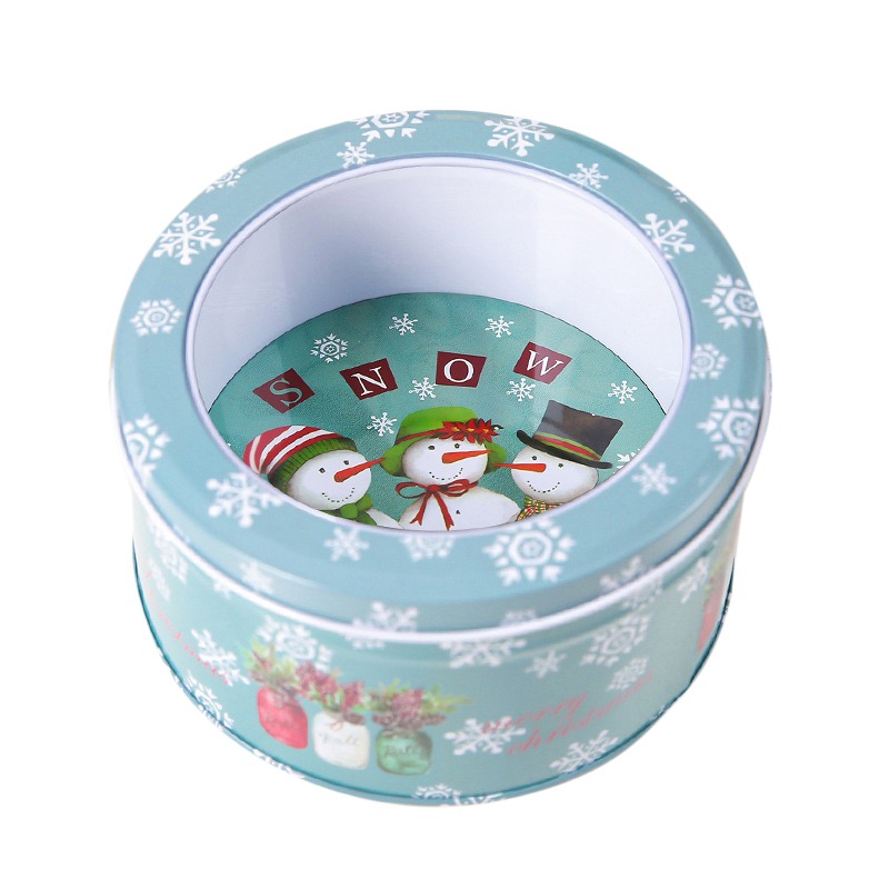 

Christmas Gift Tin Box Jar Santa Claus Snowman Printed Mailbox Case Sealed Packing Boxes Decor