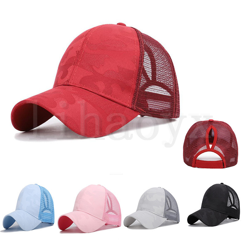 

New Design Ponytail Caps For Women Camo Pattern Mesh Cap Summer Baseball Cap Women's Dad Hat Convenient gorras dc400, With logo