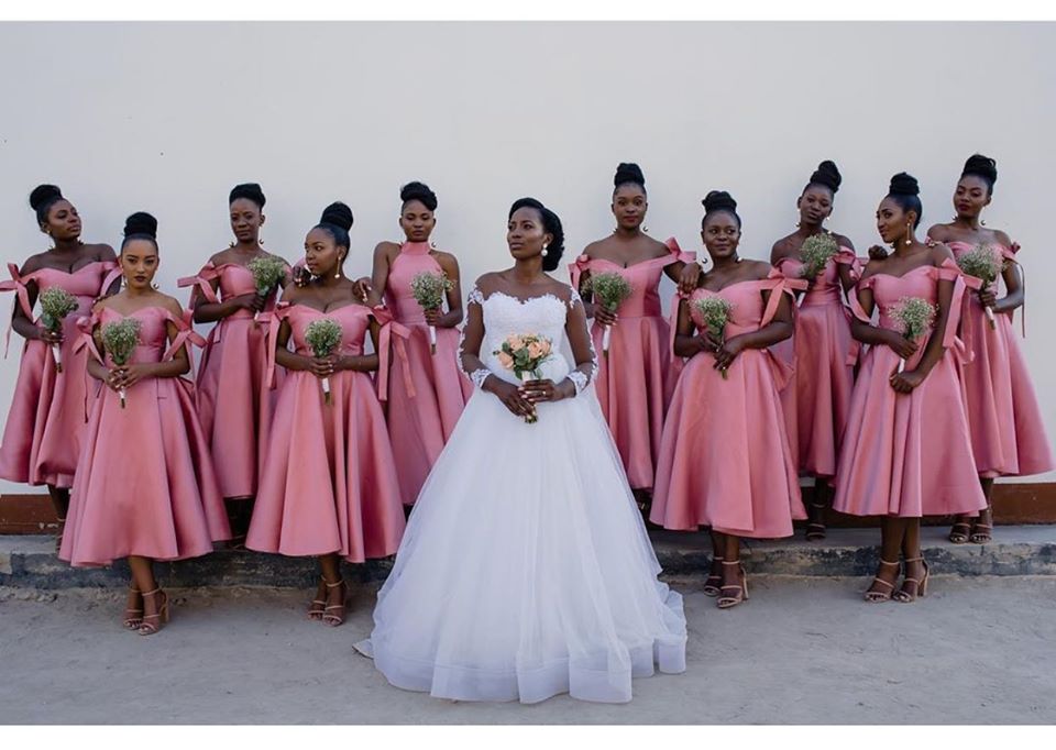 

2023 Water Melon Tea Length Ball Gown Bridesmaid Dresses High Neck Short Garden Country Maid Of honor Gowns GJ0222