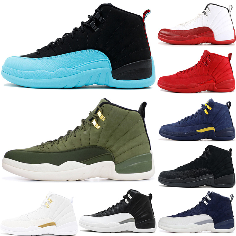 

cheap Basketball shoes 12 12s red wings UNC University Blue flu game OV white Black Wolf Grey mens Athletic sports sneakers 7-12