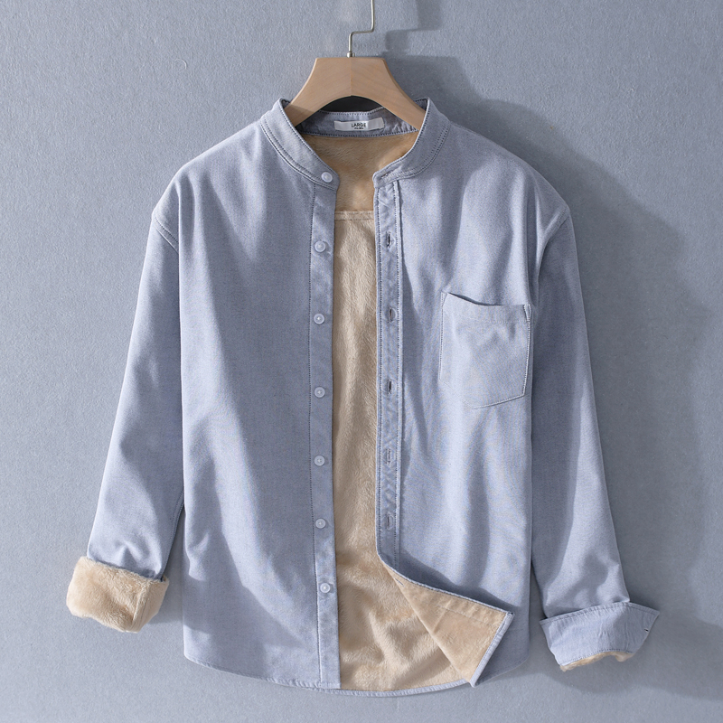 

2019 Italy brand cotton shirt men long sleeve autumn warm shirts for men fashion casual shirt mens solid velvet shirts male tops, White