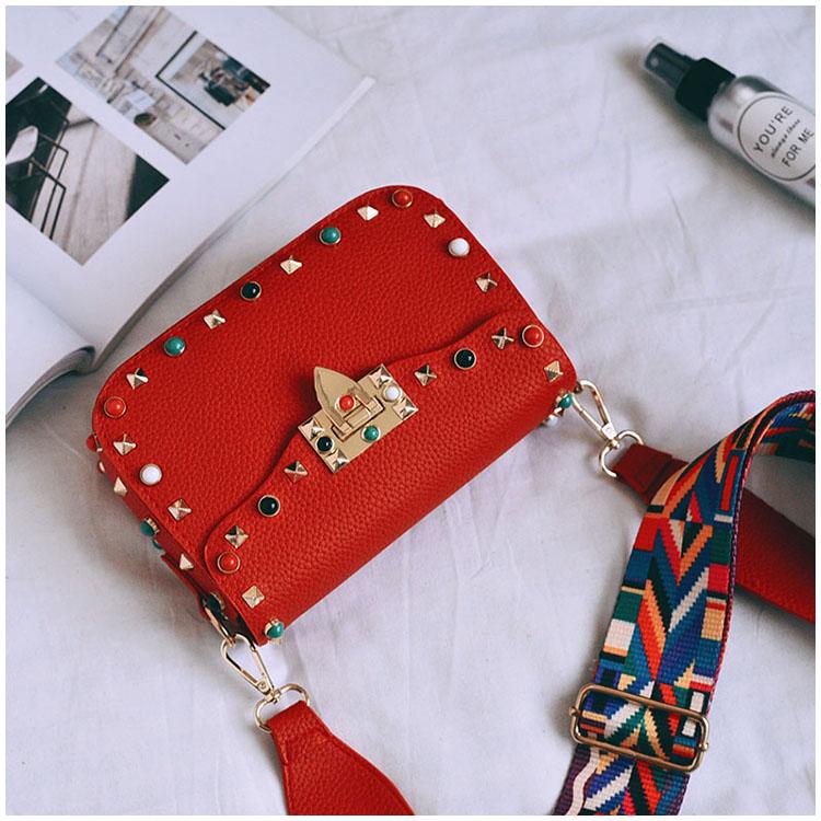 

Designer-2017 New genuine leather rock color stud handbags women fashion color rivets shoulder bags easy matching for valentines, Grey