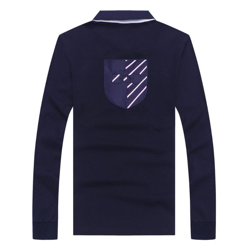 

Men's Polos French PARK Long Sleeve Shirt Embroidery Masculina Business Casual Cotton Homme Tops Social Tees 3XL, Gray