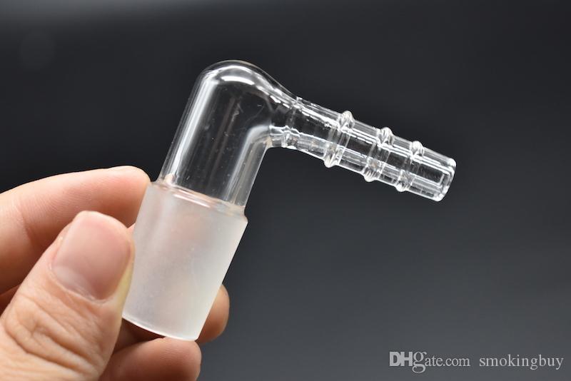 

Cheap thick heady L Style 14mm 18mm 19mm male female Glass Vapor Whip Adapter 90 Degree Large Hose in stock