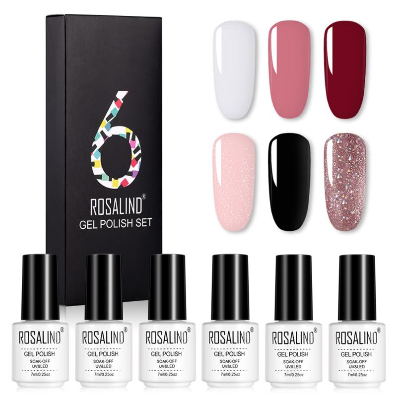 

6pcs/kit Nail Polish Glue Set Soak Nail Polish Mini Flash Powder Shimmer Lasting Glue