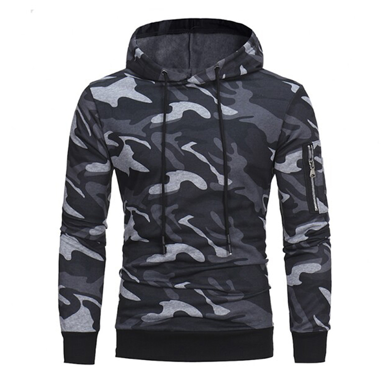 

Men's Camouflage Hoodies Running T-Shirts Male Hooded Running T-Shirts Side Zipper Men Fitness Sportswear Hoodies Plue Size, Green