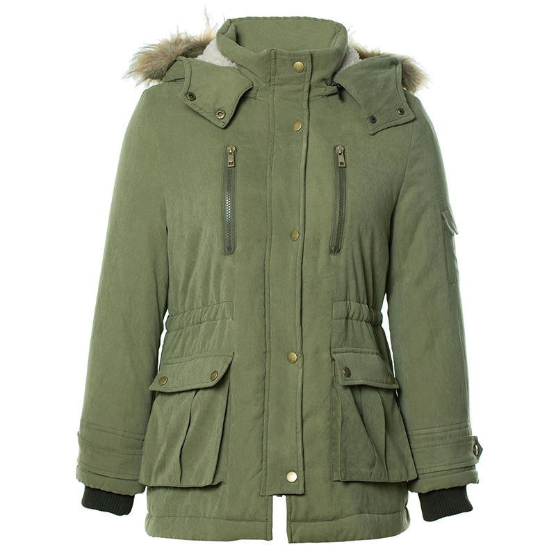 

New Womens Parkas Female Womens Winter Jacket Coat Thick Cotton Warm Jacket Outwear Parkas Plus Size Fur Coat, Green