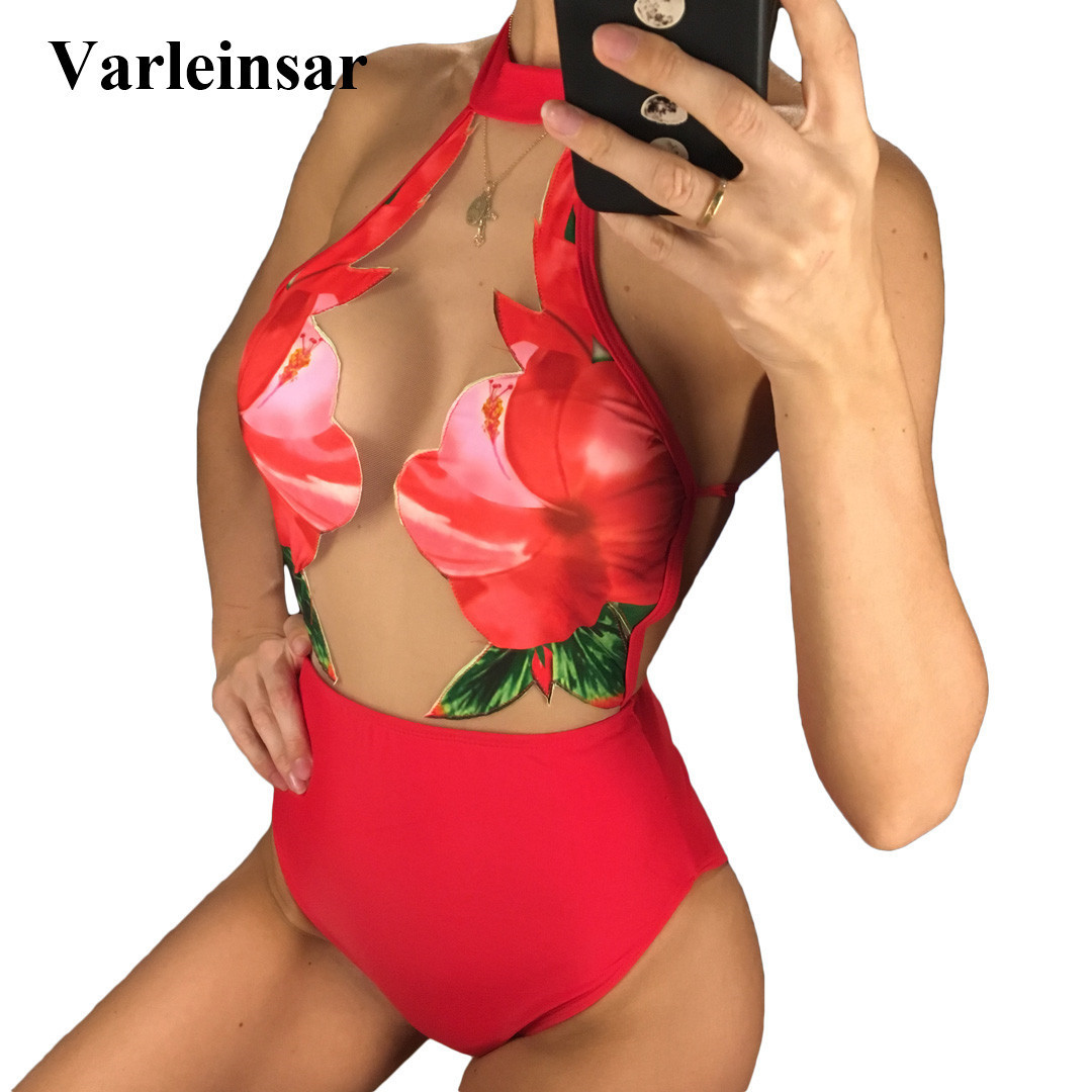 red flower swimsuit