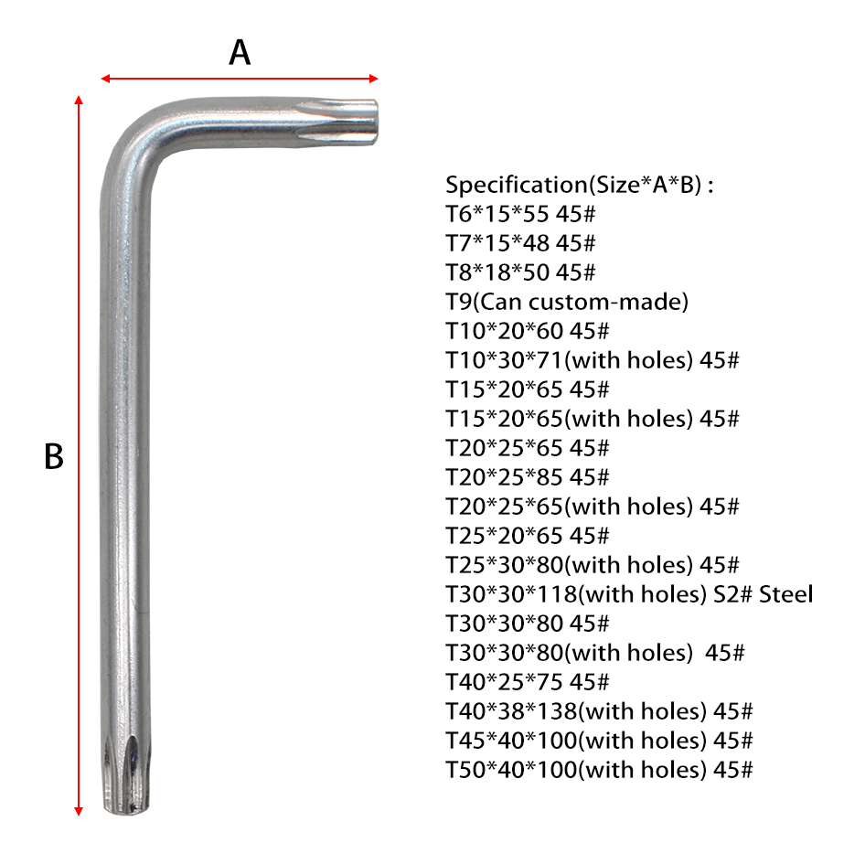 

L Shaft T6 T7 T8 T9 T10 T15 T20 T25 T30 T40 T45 T50 Security Torx Screwdriver High torque low cam-out Drop Retail