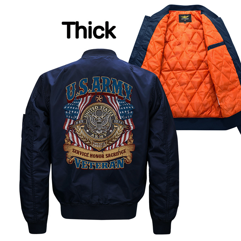 

2019 Winter Casual Men Pilot Jacket One Mens Bomber Jackets Baseball Uniform Parka Streetwear Clothing, Army green