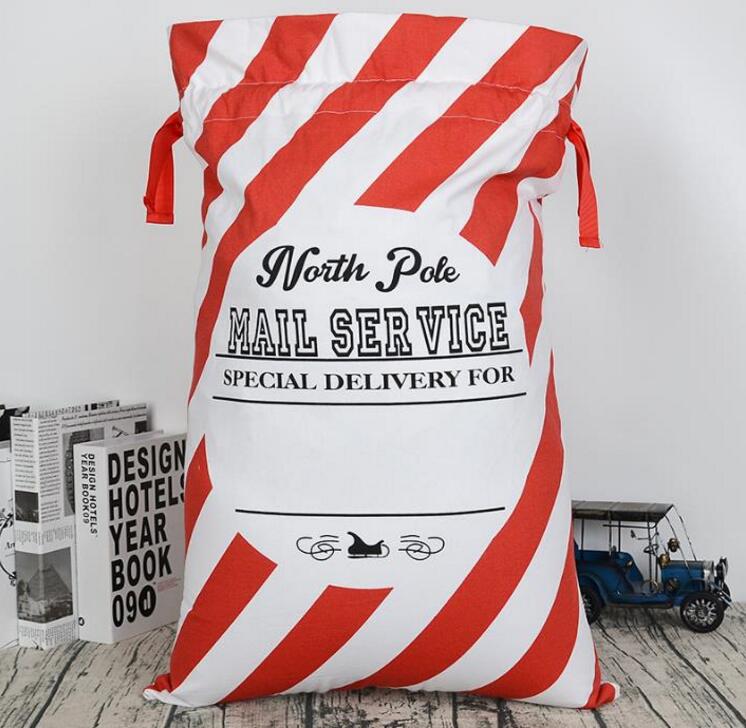 

50pcs/lot free shipping 2 styles drawstring Christmas gift bag Large canvas santa sack canvas bags Christmas decoration supplies