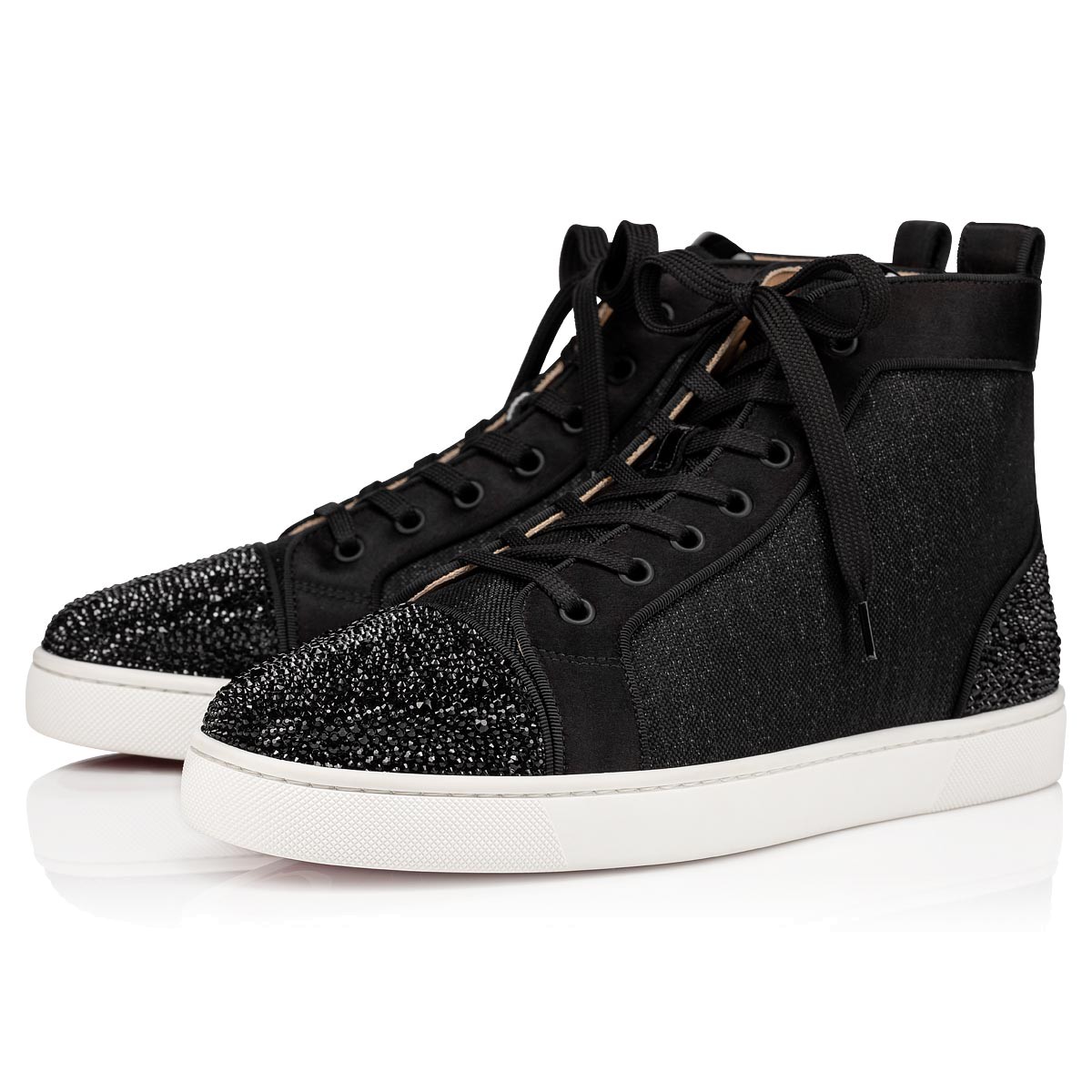 Summer Spring Men's casual shoe High boot Sneakers Red Bottoms Shoes Strass II Flat black Canvas Lurex Brand Trainers Walking Trainer Free-Ship