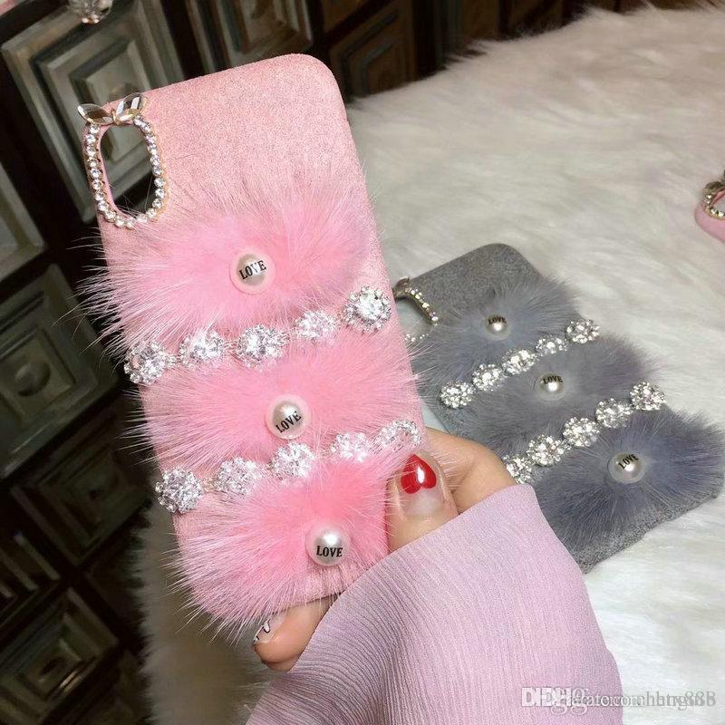 

Rhinestone pearl phone case for iphone Xs max XR X 7 7plus 8 8plus 6 6plus hard back cover, Grey