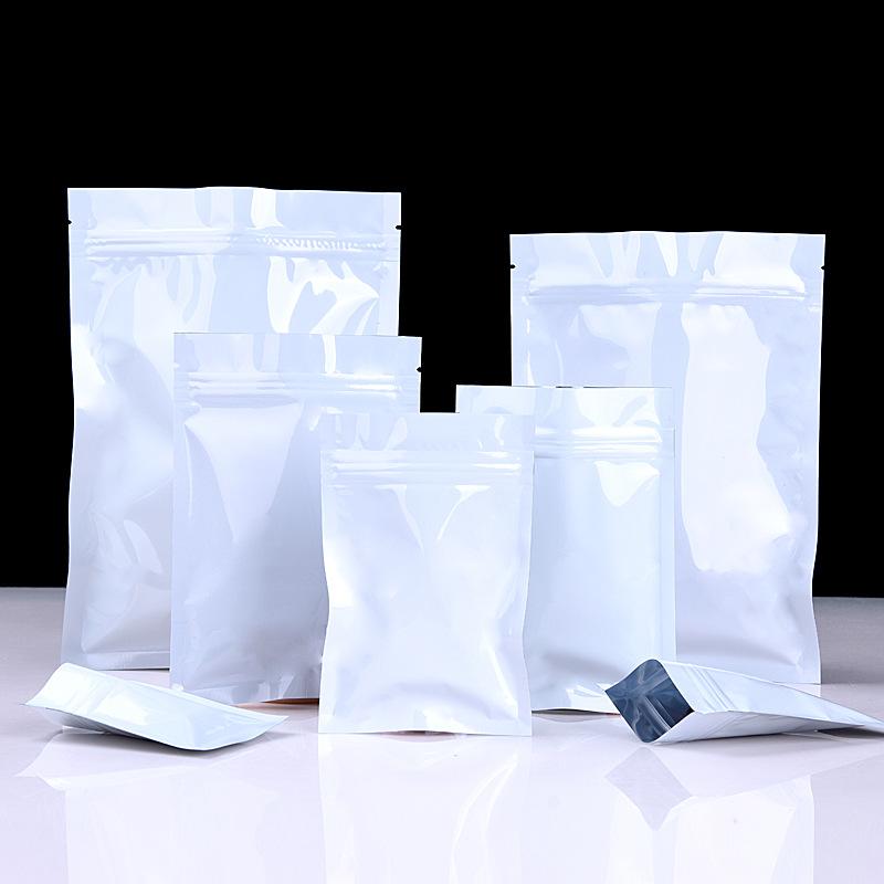 16silk White Aluminum Foil Bag Aluminized Flat Bottom Drawstring Closure pockets Tea Food Packaging Bag-image-522346287