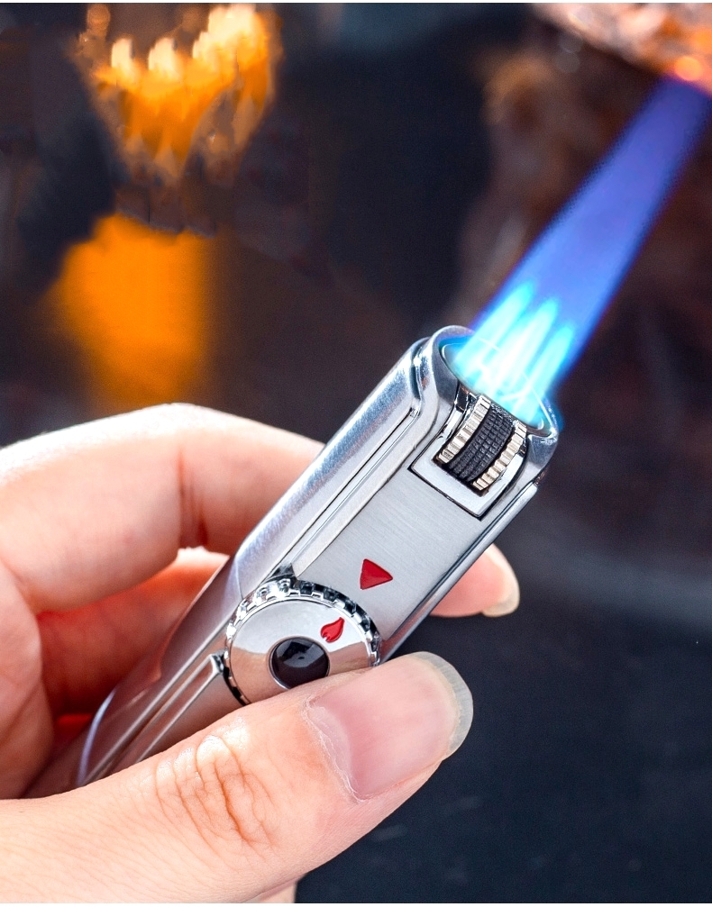 

New Arrival Jobon Triple Torch Lighter 3 Jet Gas Cigar Lighter Turbo Windproof Powerful Metal Spray Gun Kitchen Pipe Flint Lighter Outdoor