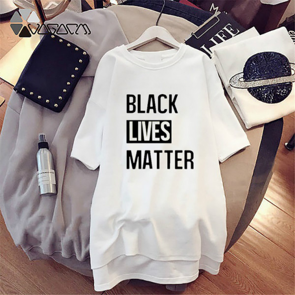 

Womens Summer Print Dresses Letter Black Lives Matter Street Dresses Half Sleeve Crew Neck Dress for Womens Fashion Clothing, White