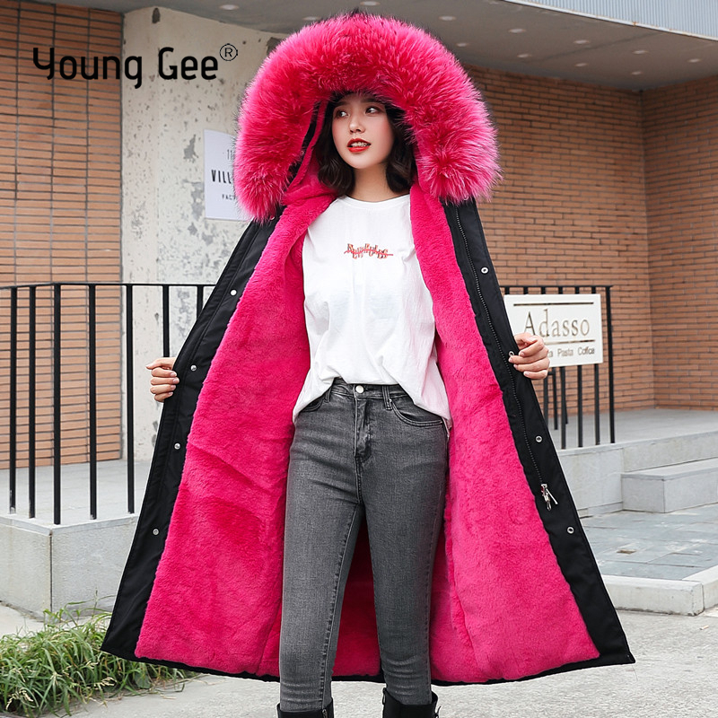 

Women Faux Fur Coat Thick Warm Winter Jacket Parka Hooded Overcoat Velvet Wool Lining Plus Size 3XL Boyfriend Loose Coats mujer, Black