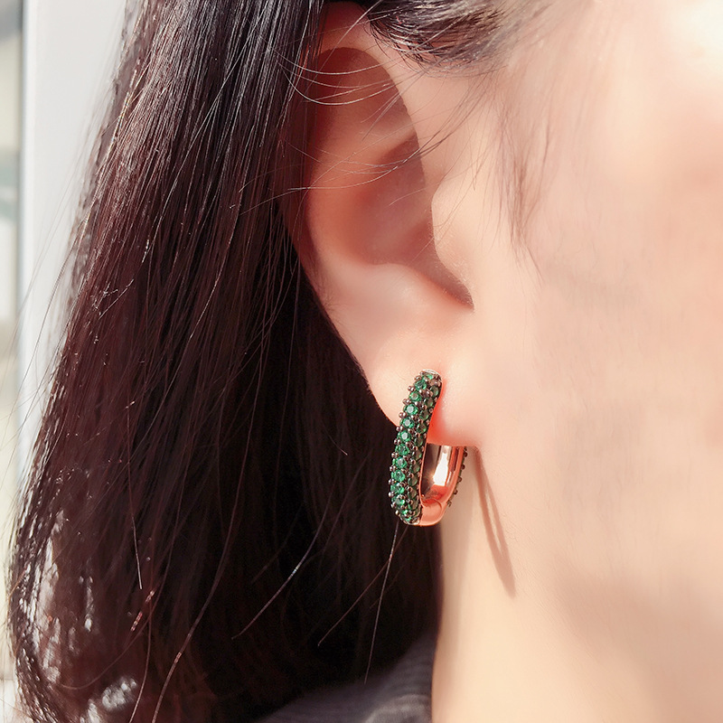 

Hoop & Huggie Gorgeous Multicolor Earrings Full Micro Cubic Zirconia Stone For Women Gift Charm Golden Color Fashion Party Jewelry