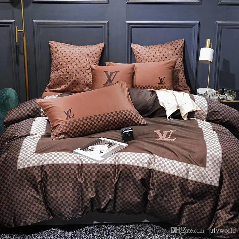 Men Brown Letter Bedding Supplies Mosaic Embroidery Rectangular