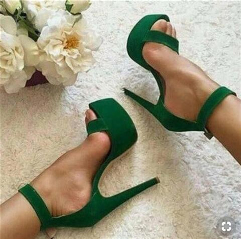 

Women Elegant Fashion Open Toe One Strap High Platform Stiletto Heel Sandals Ankle Strap Super High Heels Formal Dress Shoes, As picture