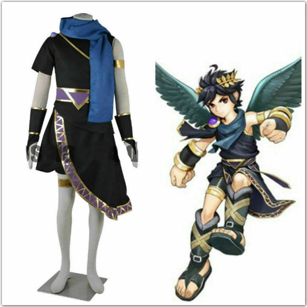 

new!kid Icarus Uprising Dark Pit Cosplay Costume