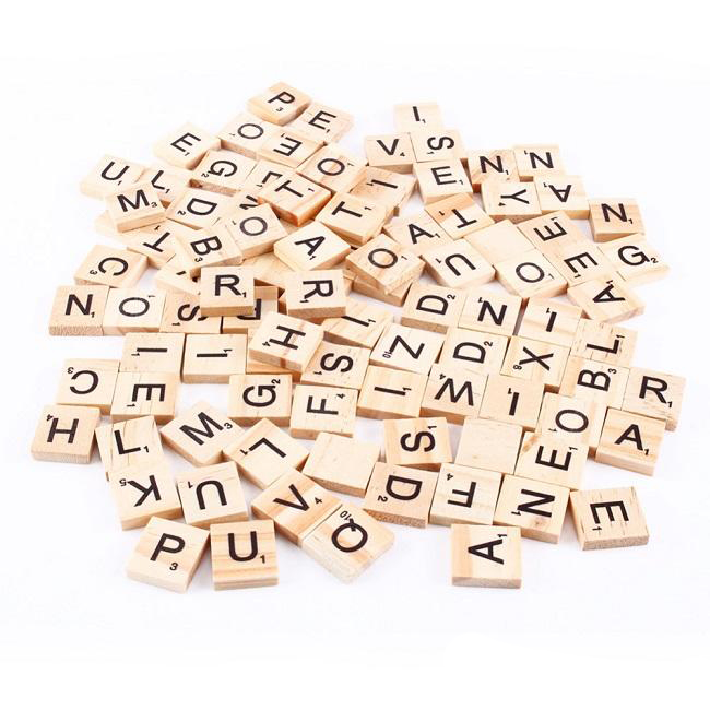 

100pcs/set Wooden Alphabet Scrabble Tiles Black Letters & Numbers For Crafts Wood