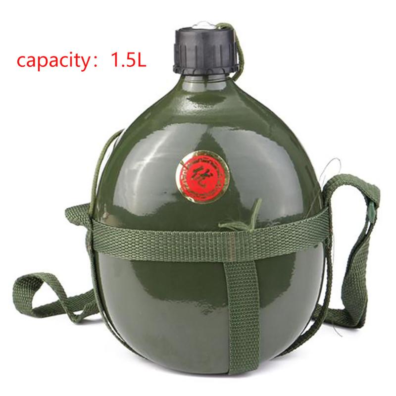 

1.5L Sport Outdoor Canteen Portable Aluminum Water Bottle Cycling Army Cup Bicycle Tactical, As pic