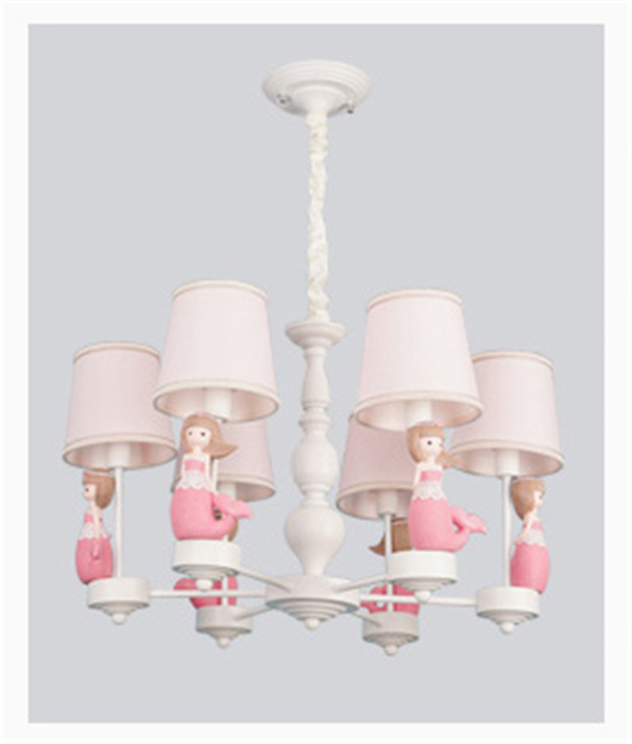 Großhandel Cartoon Prinzessin Haus Meerjungfrau Kronleuchter Beleuchtung Mädchen Schlafzimmer Deco Kinderzimmer Licht Romantische Led Kronleuchter