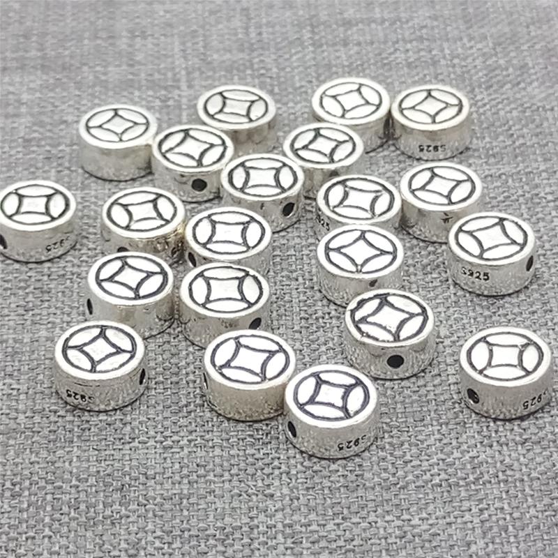 

Other 10 Sterling Silver Tiny Chinese Coin Beads 2-Sided For Bracelet Necklace