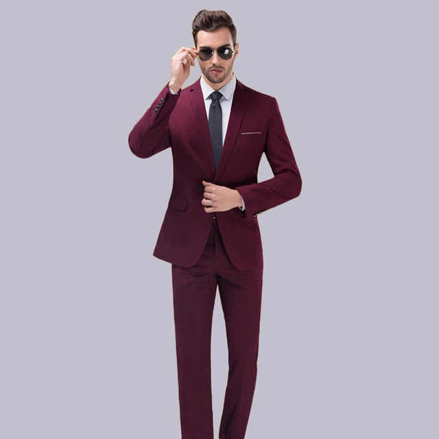 

TPSAADE 12 Colors 2pcs Slim Fit Suits Men Notch Lapel Business Wedding Groom Leisure Tuxedo 2020 Latest Coat Pant Designs -6XL, Coral red