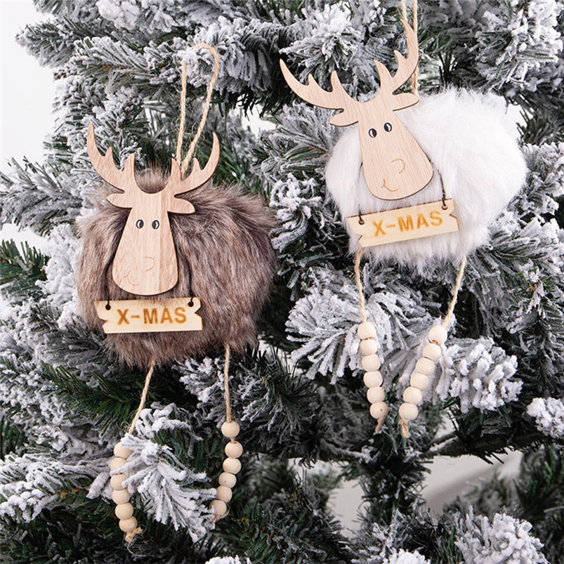 

Elk Pendant DIY Christmas Tree Decorations Hanging Wooden Painted Christmas Decorations For Home Gift Navidad 30OCT9