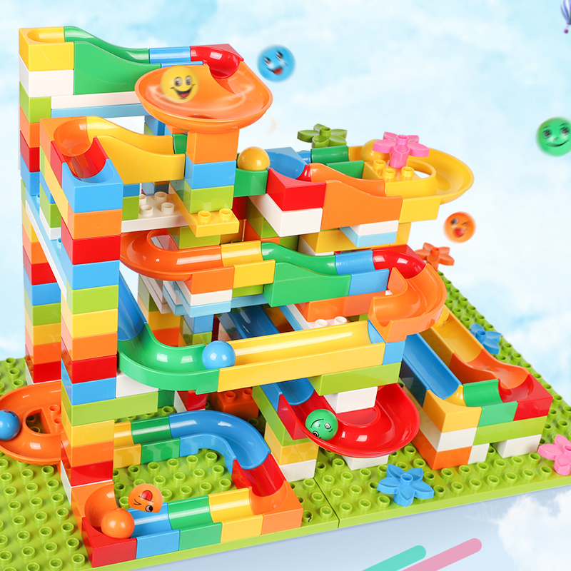 Tumama 52-208Pcs Marble Race Compatible LegoINGly Duploedd Building Blocks