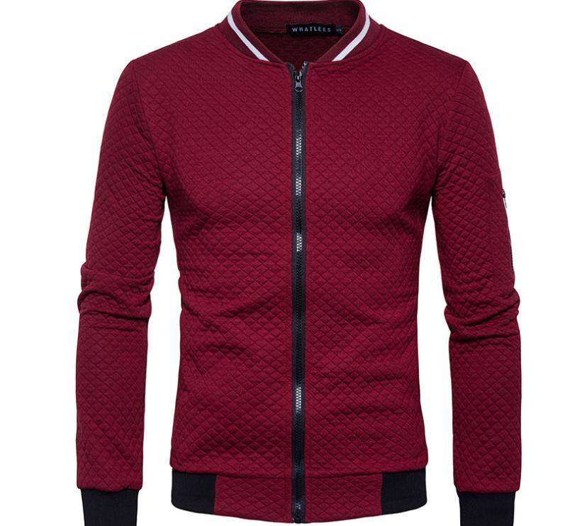 2018 New Casual Coat Men Jacket Fashion Autumn Solid Plaid Thin Men Bomber Jacket Stand Collar European size