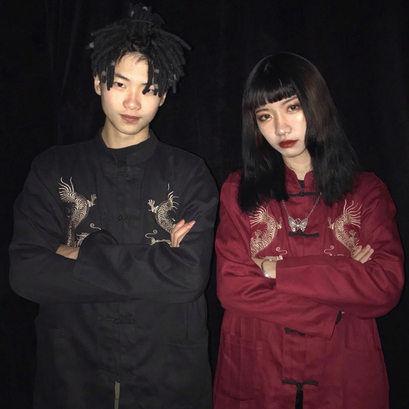 

Chinese Men'S Blouse Tang Suit Embroidery Dragon Traditional Culture Chinese Style New Year Clothes For Man Tops Clothing FF2259