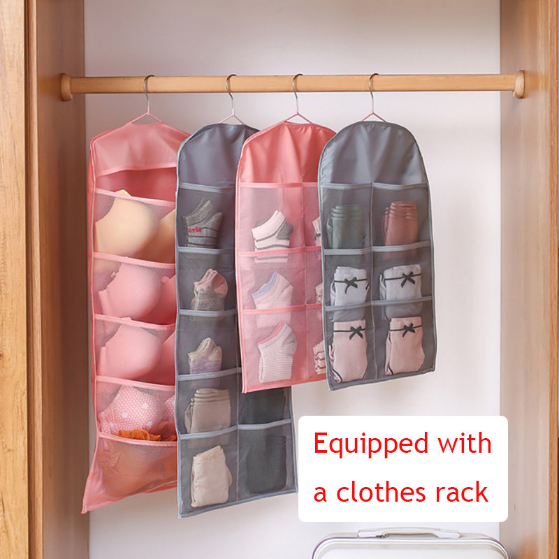 

Double-sided Storage Hanging Bag Thick Oxford Cloth Underwear Hanging Storage Bag Wall-mounted Bra Sock Organiser, Pink s