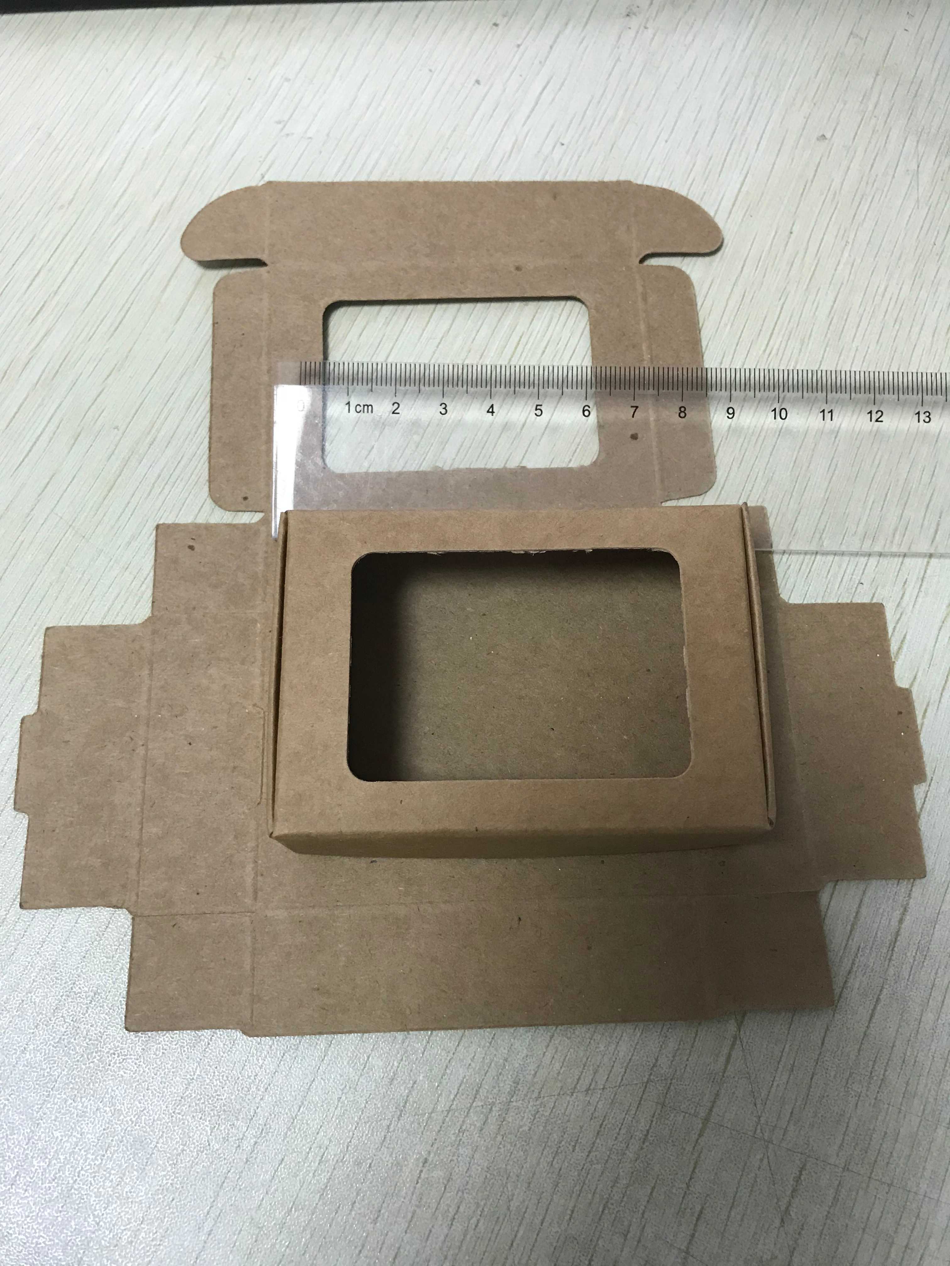 

50pcs Blank Kraft Paper Box with Window Handmade Soap Box Jewelry Cookies Gift Candy Wedding Party Decoration 85x60x22mm