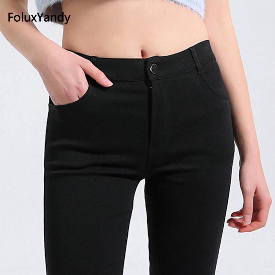long length skinny black trousers