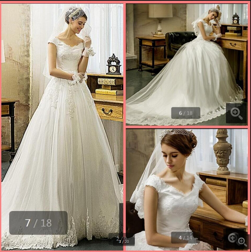 

Robe de Mariage ball gown cap sleeve lace appliques v neck wedding dresses modest princess puffy cheap bride gowns best selling, Red