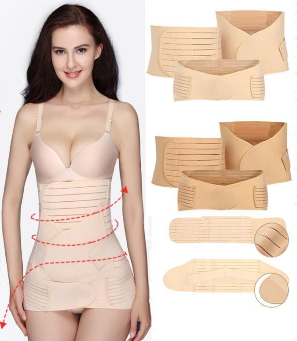 

Mother Postnatal bodysuit shaper buttocks Waist stomach belly belt Strap Hip Plastic Cotton waist Cinchers rubber three piece set Underpants, Brown
