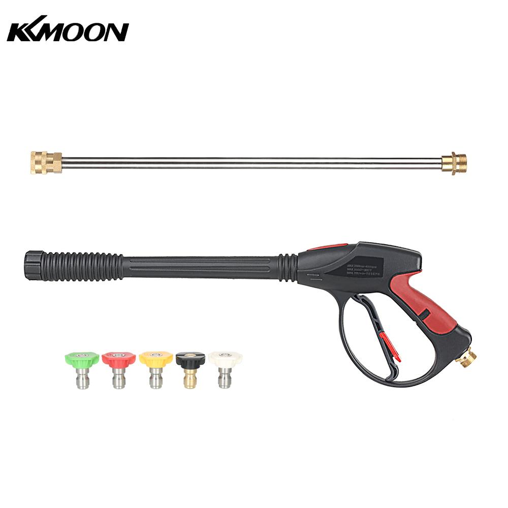 

Pressure Washer Gun 4000 PSI Spray Gun with 18" Extension Wand + 4 Quick Connect Nozzles and 1 Soap Nozzle for Car