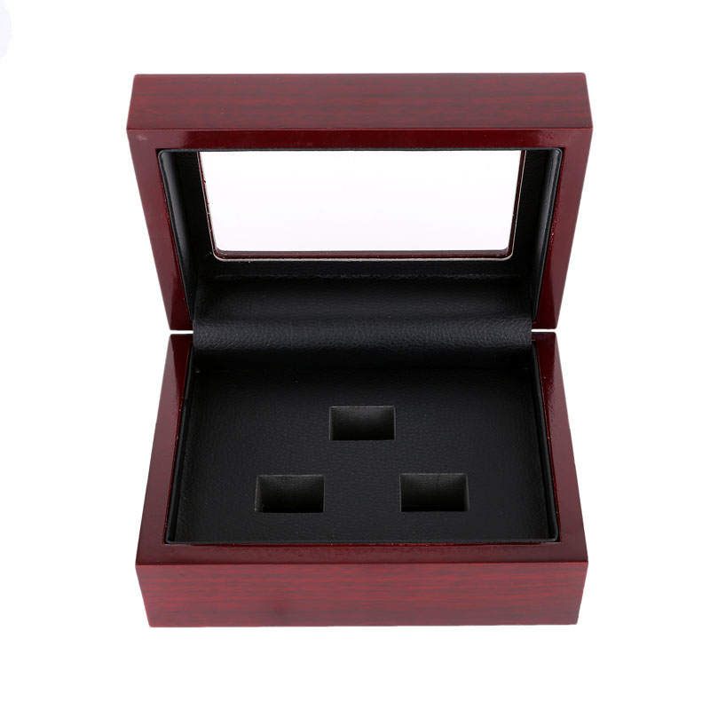 

Red Black PU Leather Wooden Box Organizer Portable 12x16x7cm 2-9 Hole Case Championship Sports Ring