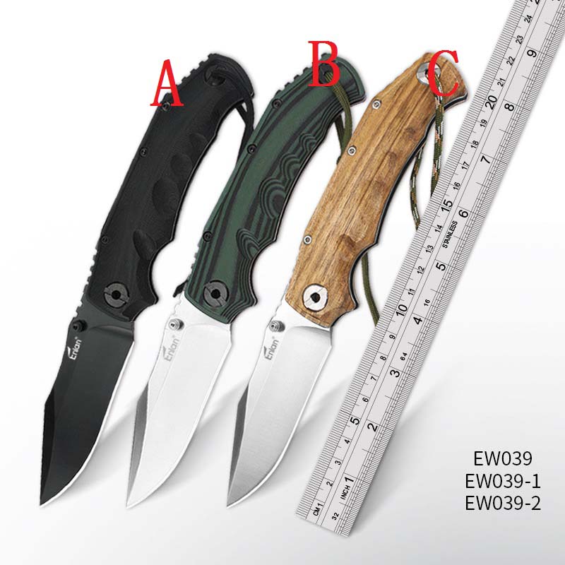 

NEW TOP GRADE OEM Enlan EW039 folding knife 8CR13 blade G10 or zebra handle 58-60 hardness camping outdoor pocket EDC tools wholesale price