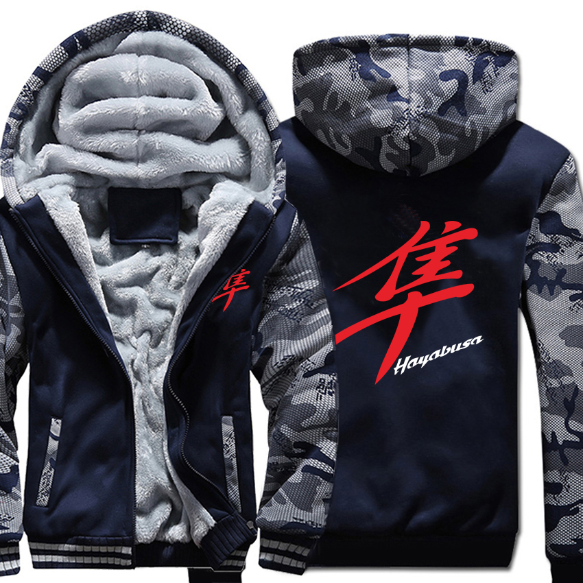 

Suzuki Hayabusa Hoodies Winter Camouflage Sleeve Jacket Men Fleece Hayabusa Sweatshirts, As picture1