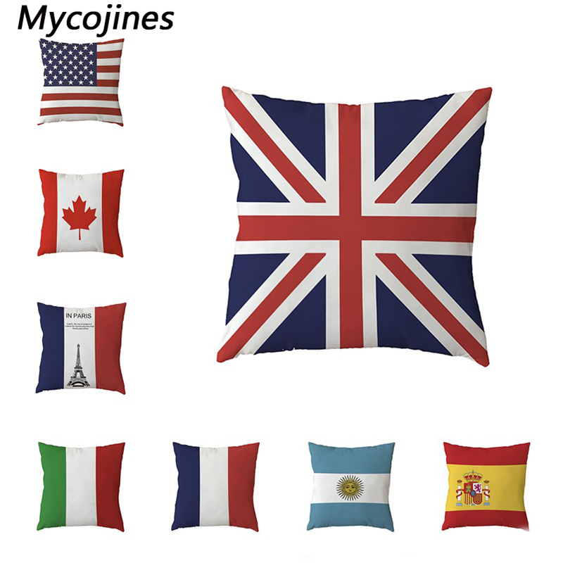 

Fashion World Flag Elements Cushion Cover 45*45Cm Square Polyester Peach Skin Material Home Living Room Sofa Decorate Pillowcase