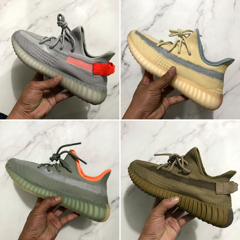 

With Box 2020 New Linen Tail Light Desert Sage Earth Citrin Cloud Black Static Reflective Zebra Bred Men Women Running Shoes Sport Sneaker, #17 black non reflective