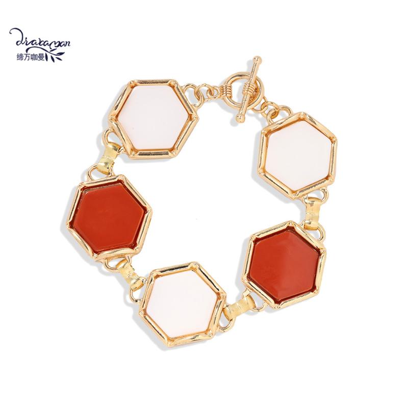 

Dvacaman Geometric Hexagon Resin Bracelet for Women Gold Color Metal Bangle Charm Bracelet Party Jewelry Wholesale Dropshipping